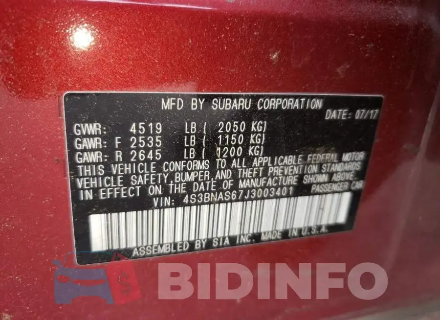 4S3BNAS67J3003401 Photo# 10