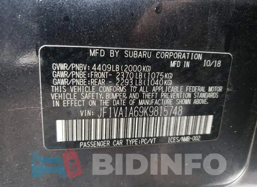 JF1VA1A69K9815748 Photo# 12