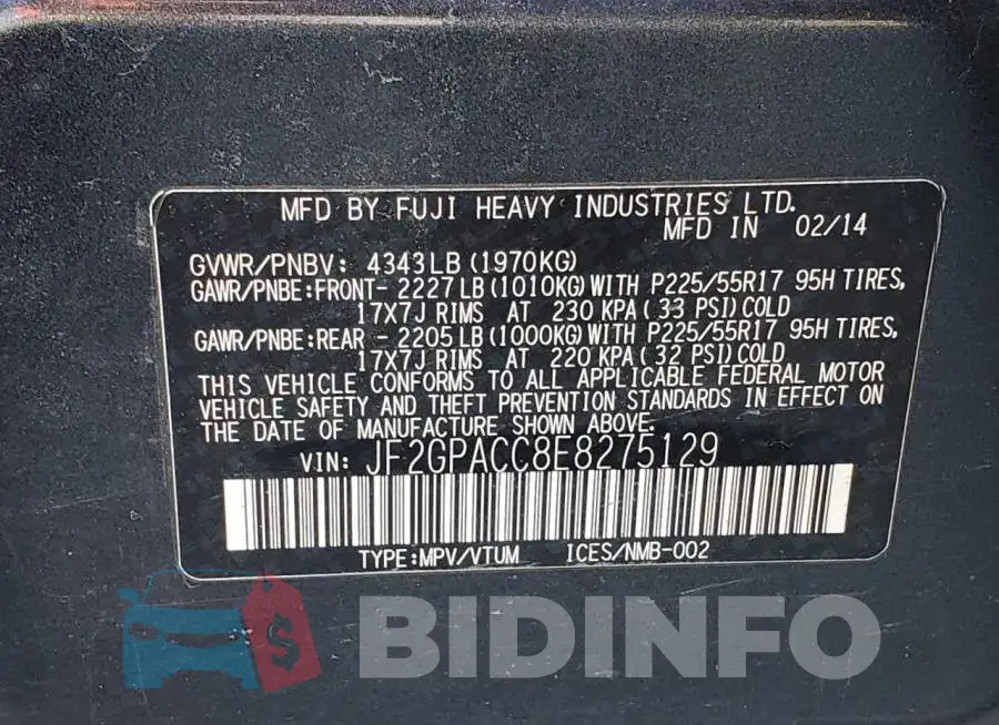 JF2GPACC8E8275129 Photo# 13