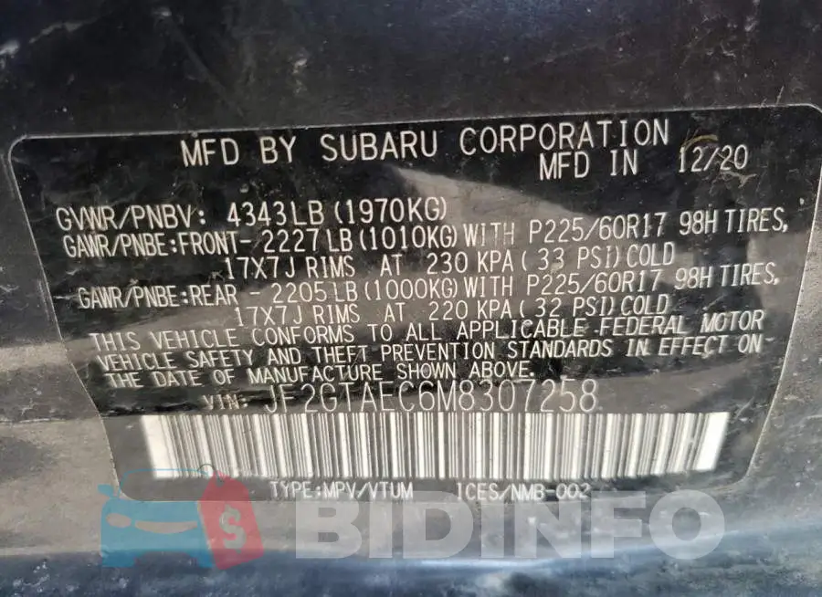 JF2GTAEC6M8307258 Photo# 12