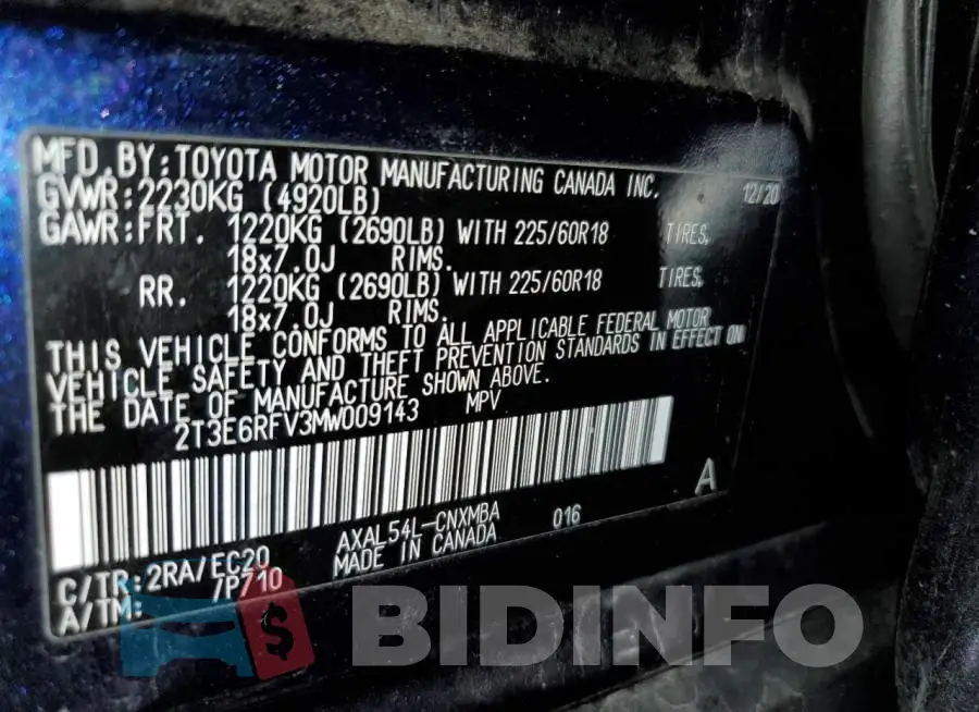 2T3E6RFV3MW009143 Photo# 13