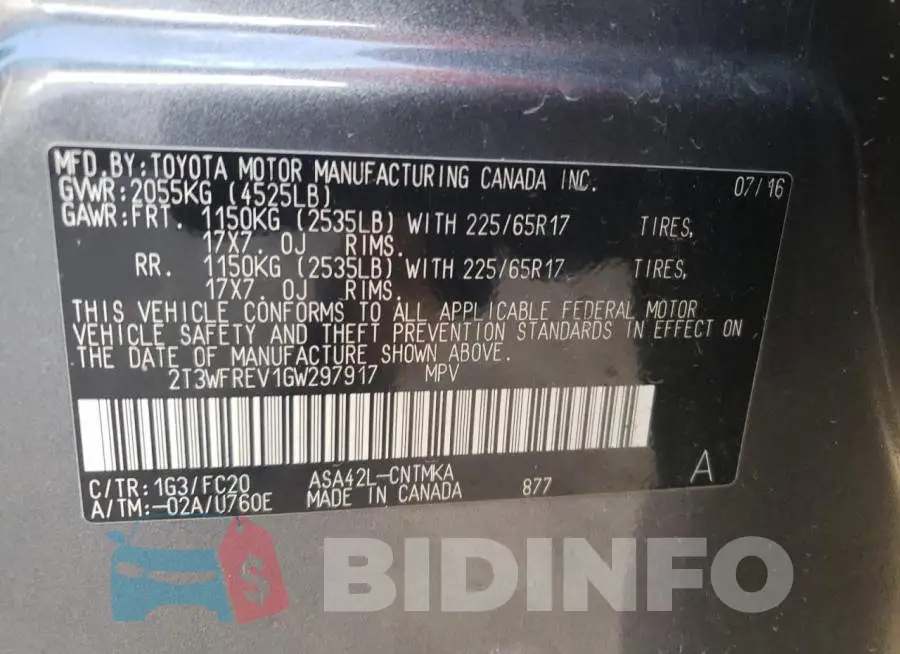 2T3WFREV1GW297917 Photo# 14