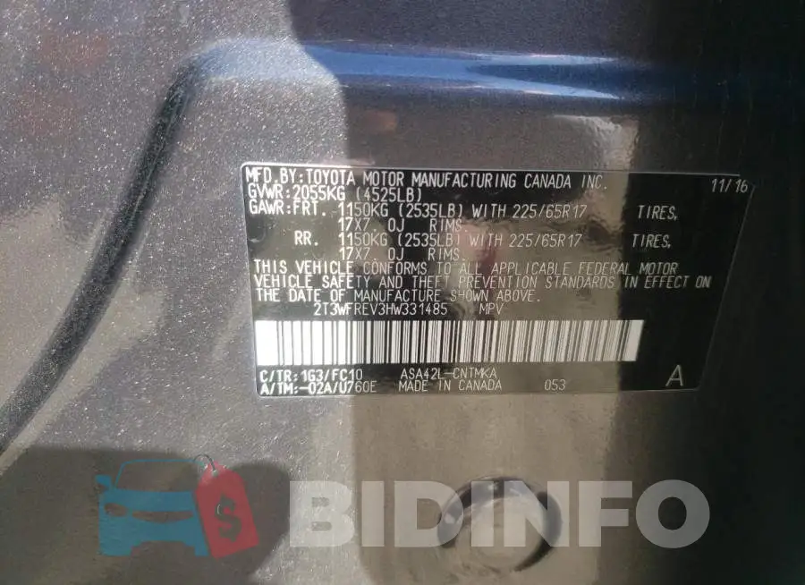 2T3WFREV3HW331485 Photo# 13