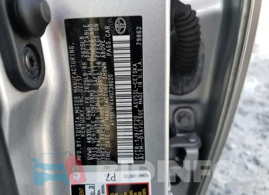 4T1BF1FK4HU738020 Photo# 13