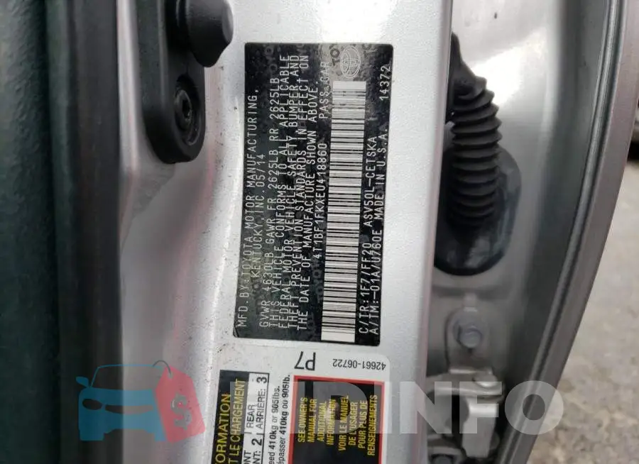 4T1BF1FKXEU418860 Photo# 12