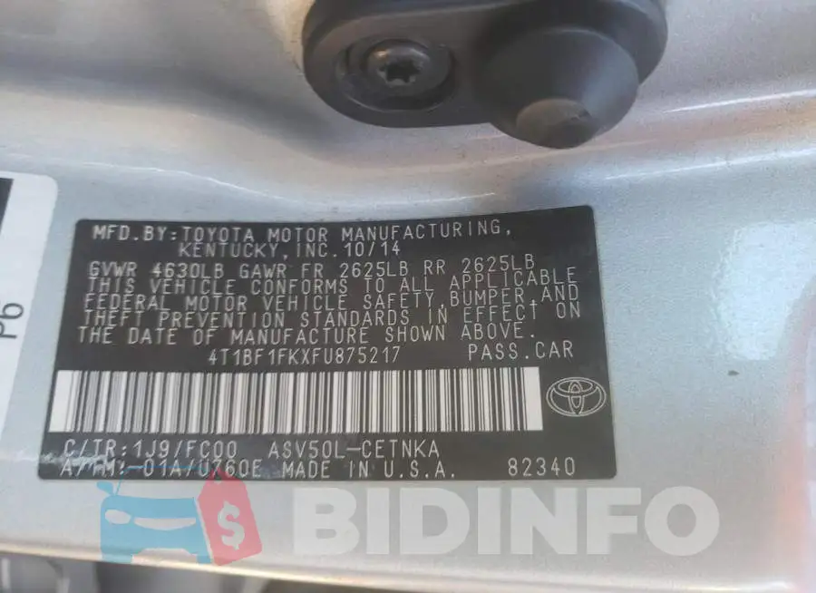 4T1BF1FKXFU875217 Photo# 12