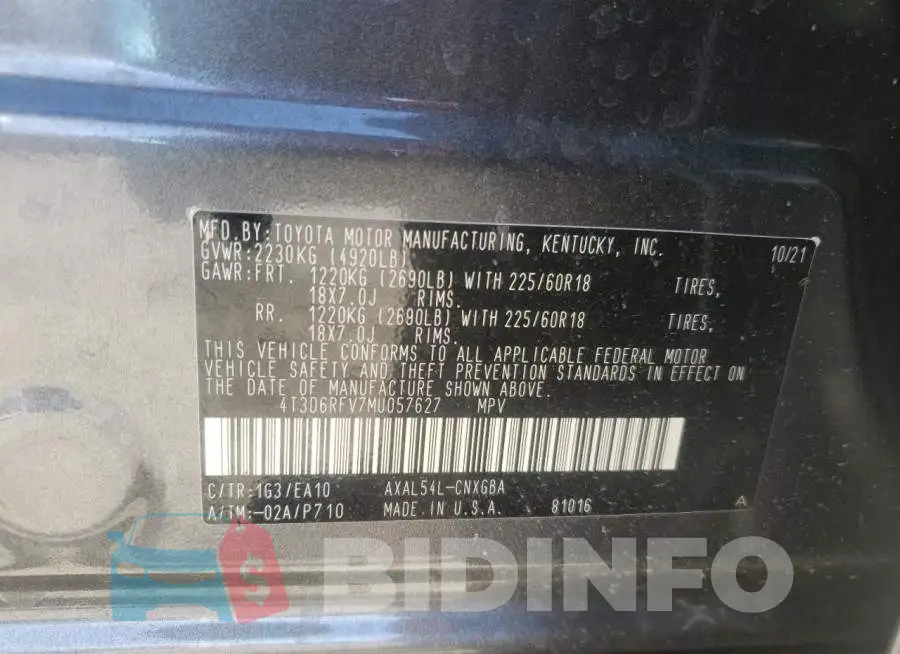 4T3D6RFV7MU057627 Photo# 13