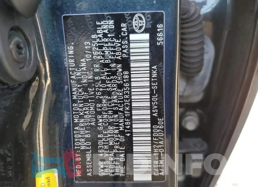 4T4BF1FK3ER356188 Photo# 13