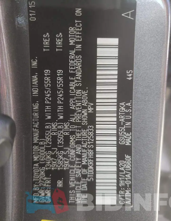 5TDDKRFH8FS125833 Photo# 10