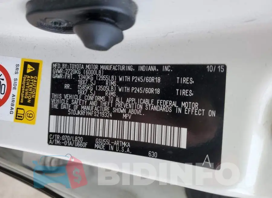 5TDJKRFH4FS219324 Photo# 14