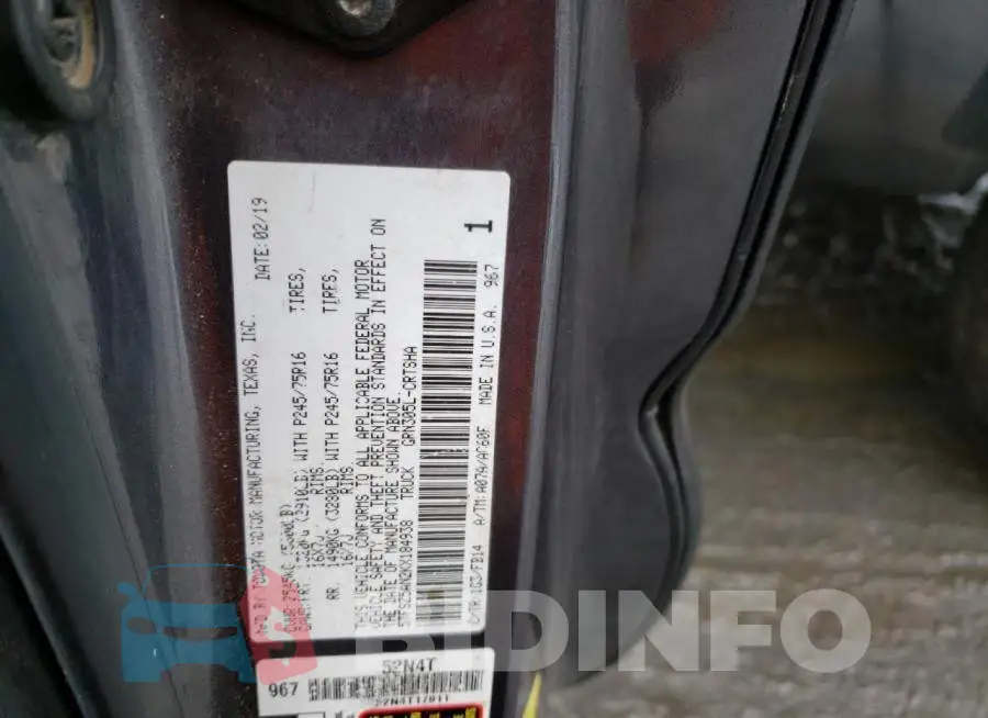 5TFSZ5AN2KX184938 Photo# 12