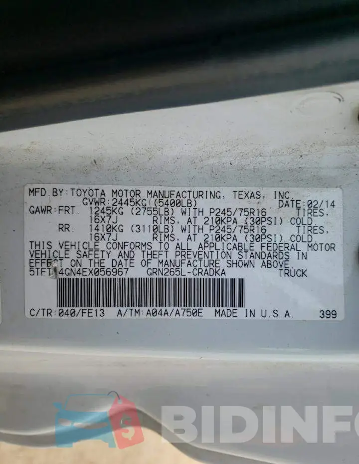 5TFTU4GN4EX056967 Photo# 12