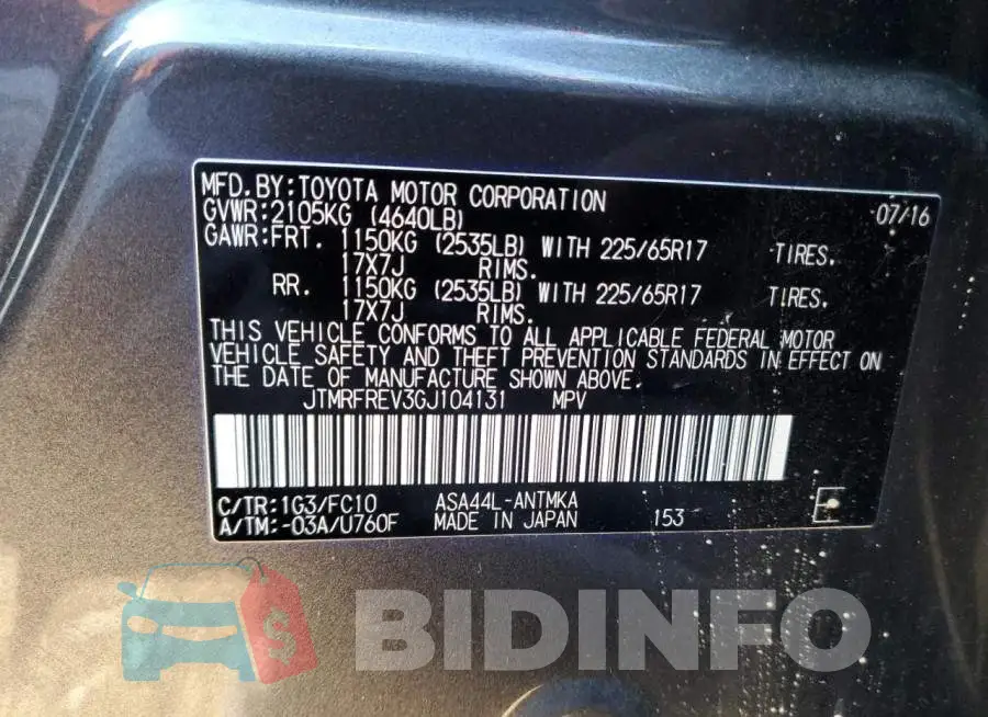 JTMRFREV3GJ104131 Photo# 13