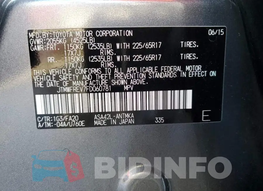 JTMWFREV7FD060781 Photo# 13