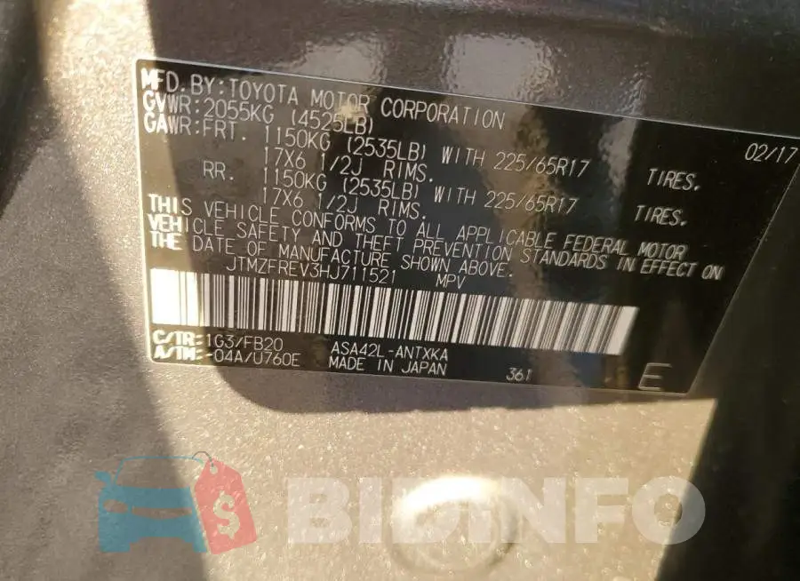 JTMZFREV3HJ711521 Photo# 13