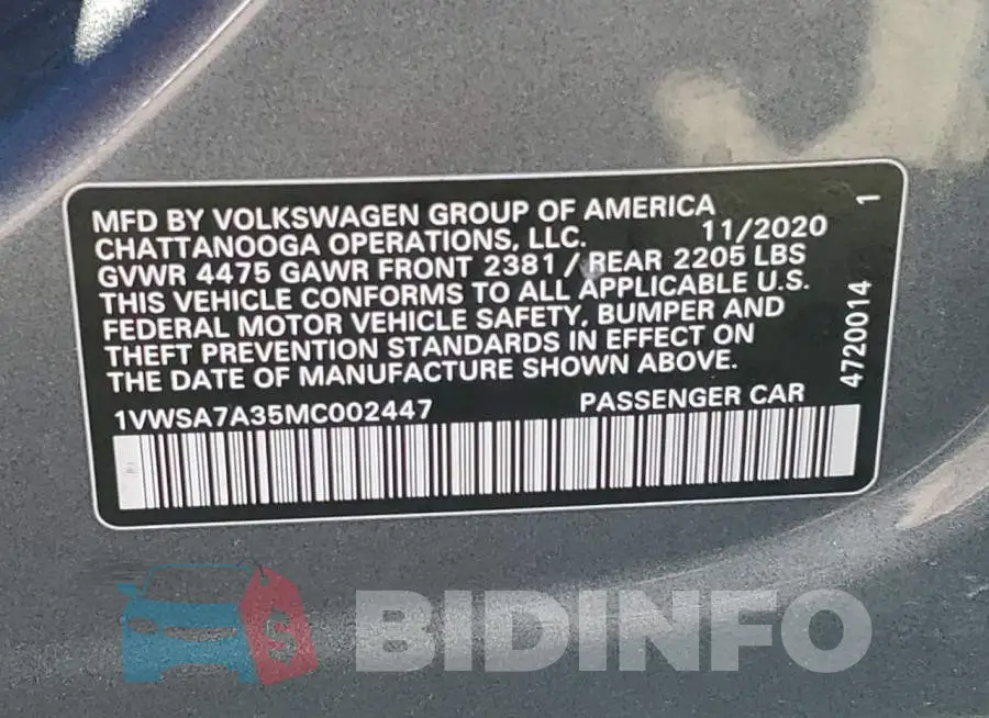 1VWSA7A35MC002447 Photo# 12