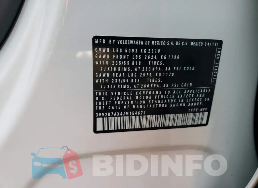 3VV2B7AX4JM154671 Photo# 12