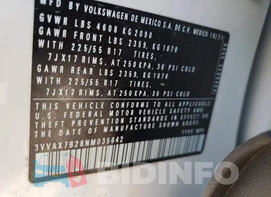 3VVAX7B28NM035642 Photo# 12
