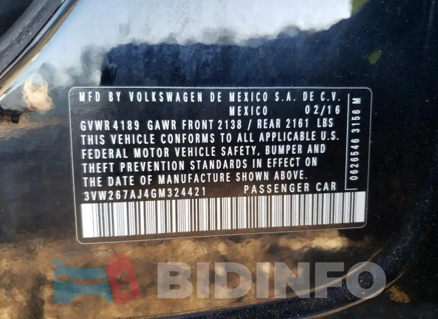 3VW267AJ4GM324421 Photo# 12
