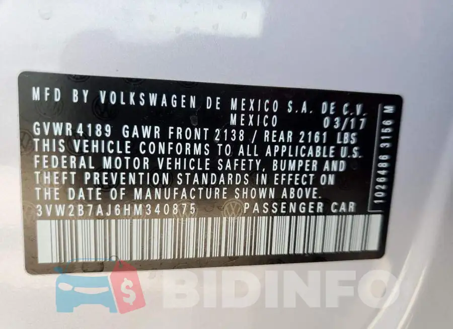 3VW2B7AJ6HM340875 Photo# 12