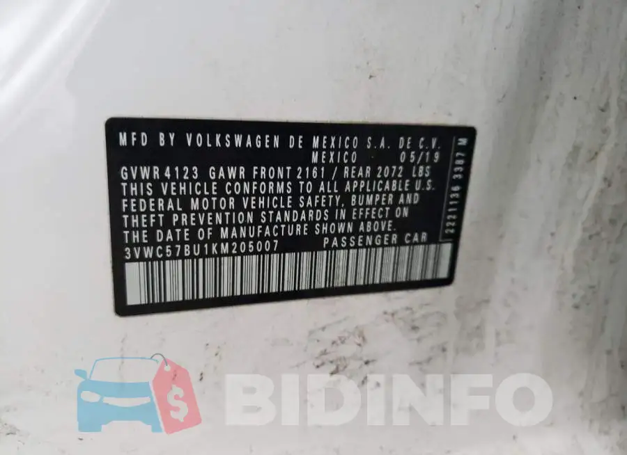 3VWC57BU1KM205007 Photo# 13