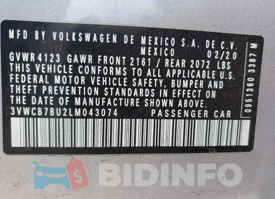 3VWCB7BU2LM043074 Photo# 12