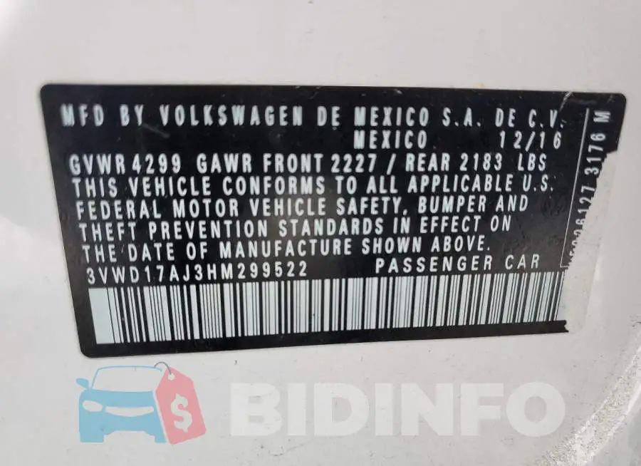 3VWD17AJ3HM299522 Photo# 12