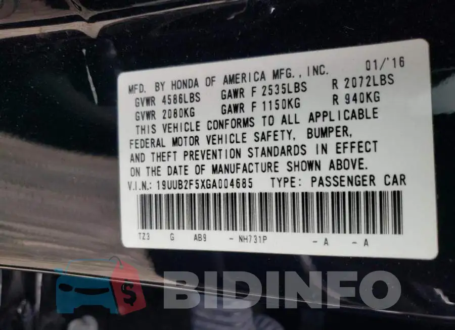 19UUB2F5XGA004685 Photo# 12