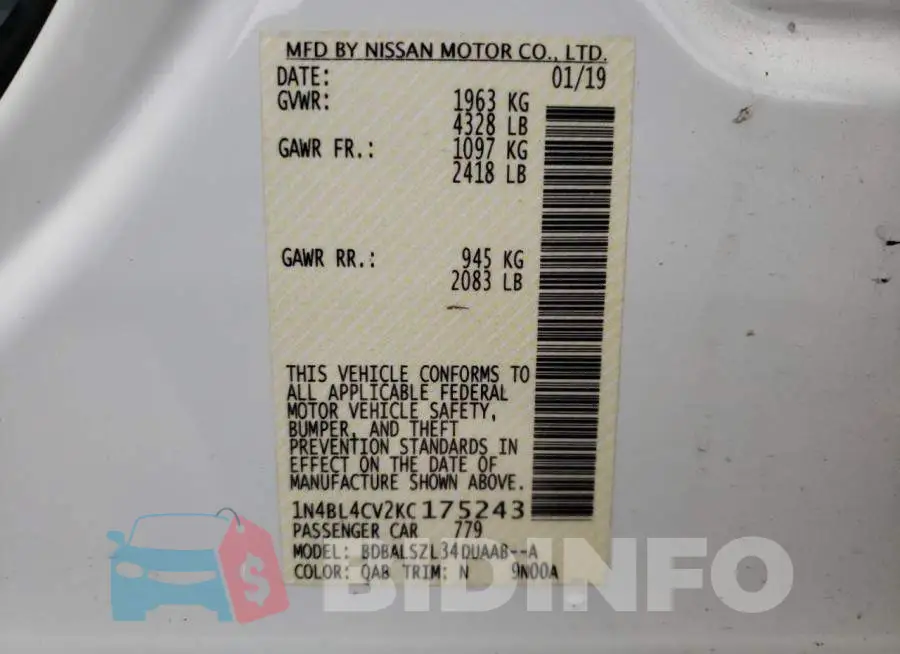 1N4BL4CV2KC175243 Photo# 12
