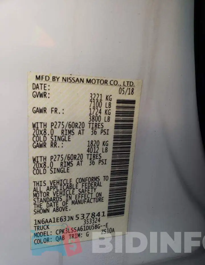 1N6AA1E63JN537841 Photo# 13