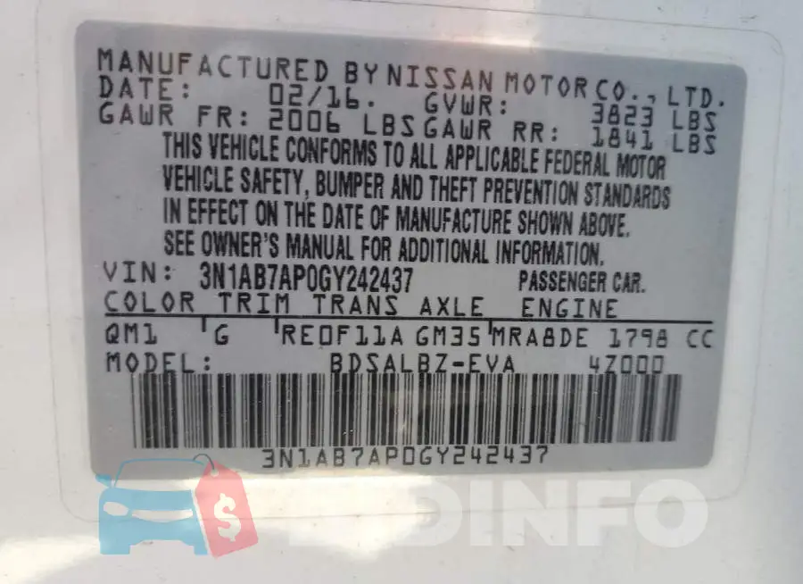 3N1AB7AP0GY242437 Photo# 12