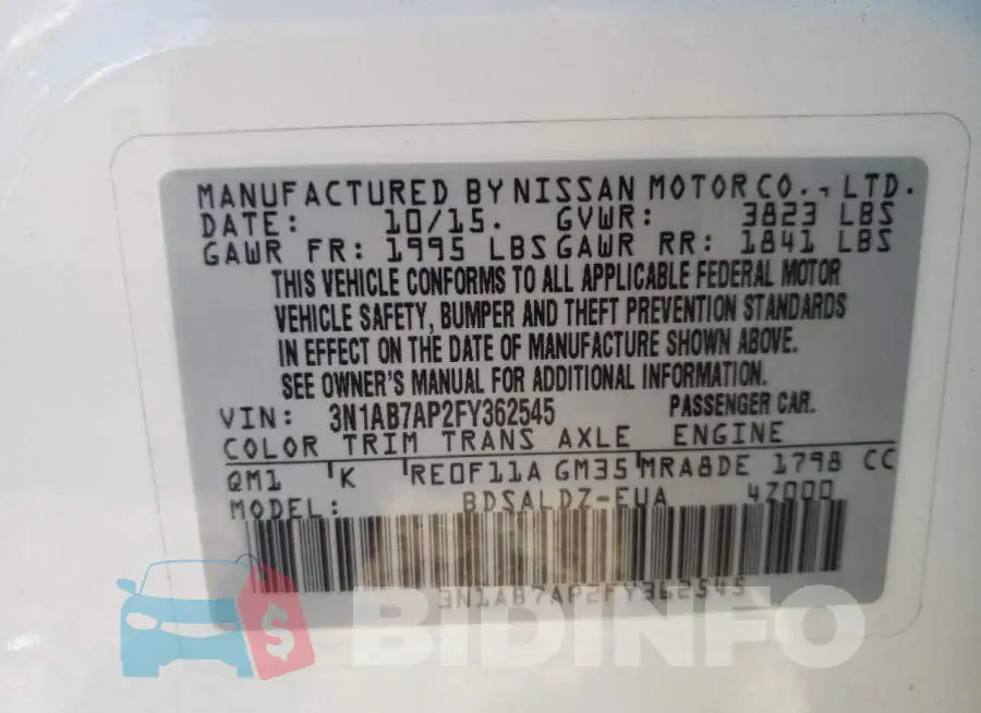 3N1AB7AP2FY362545 Photo# 10
