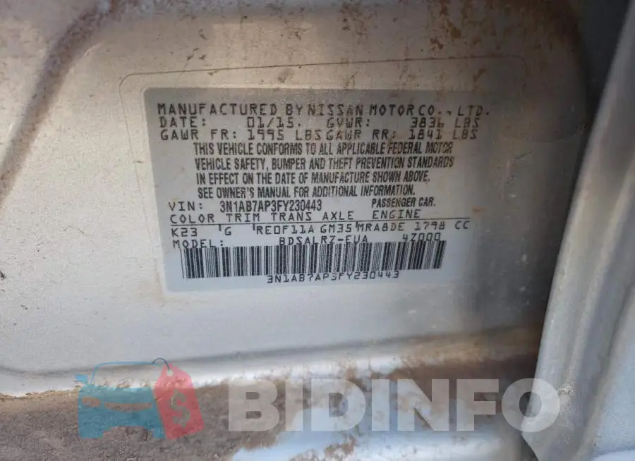 3N1AB7AP3FY230443 Photo# 12