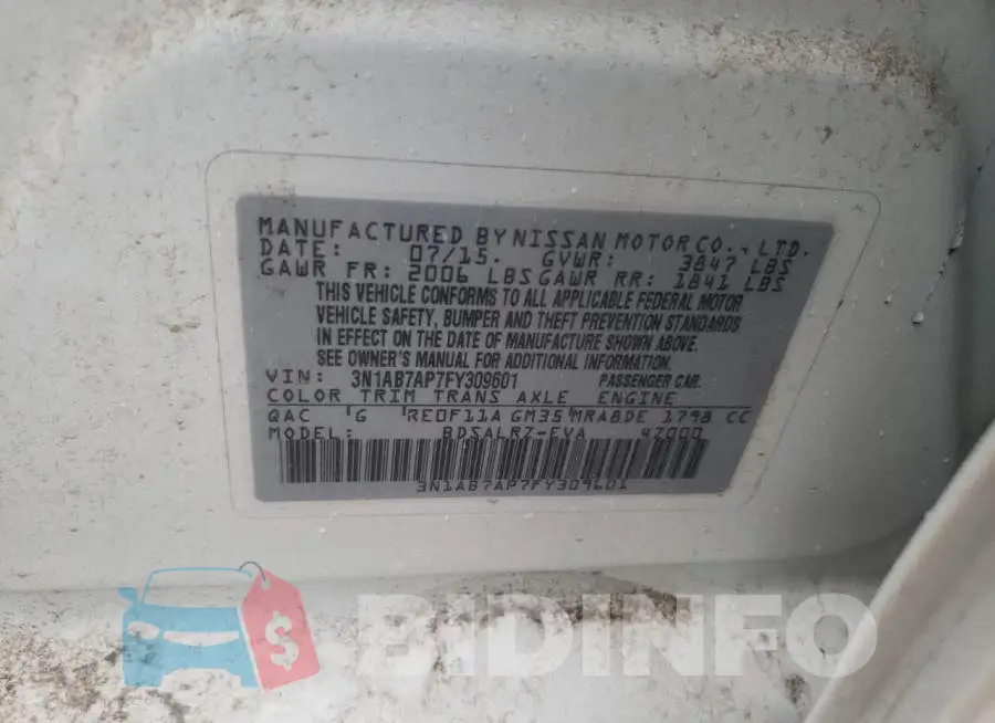 3N1AB7AP7FY309601 Photo# 12