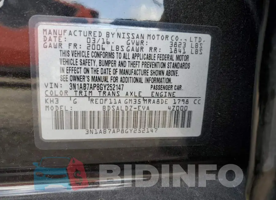 3N1AB7AP8GY252147 Photo# 12