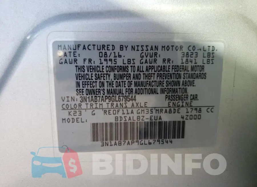 3N1AB7AP9GL679544 Photo# 12