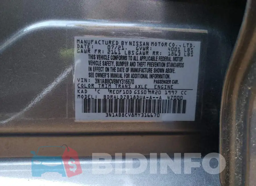 3N1AB8CV8MY316670 Photo# 6