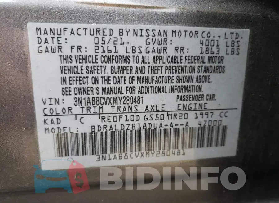 3N1AB8CVXMY280481 Photo# 12