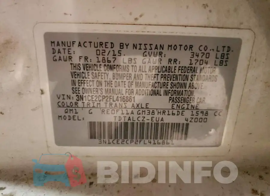3N1CE2CP2FL416861 Photo# 12