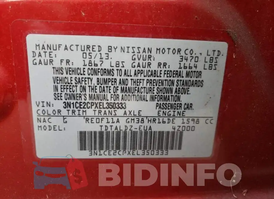 3N1CE2CPXEL350333 Photo# 13