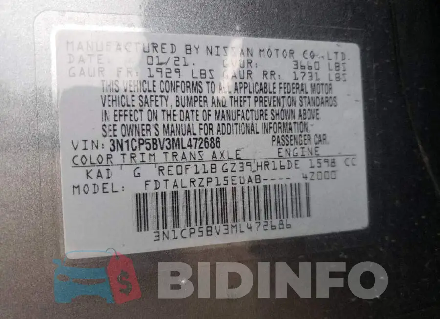 3N1CP5BV3ML472686 Photo# 13