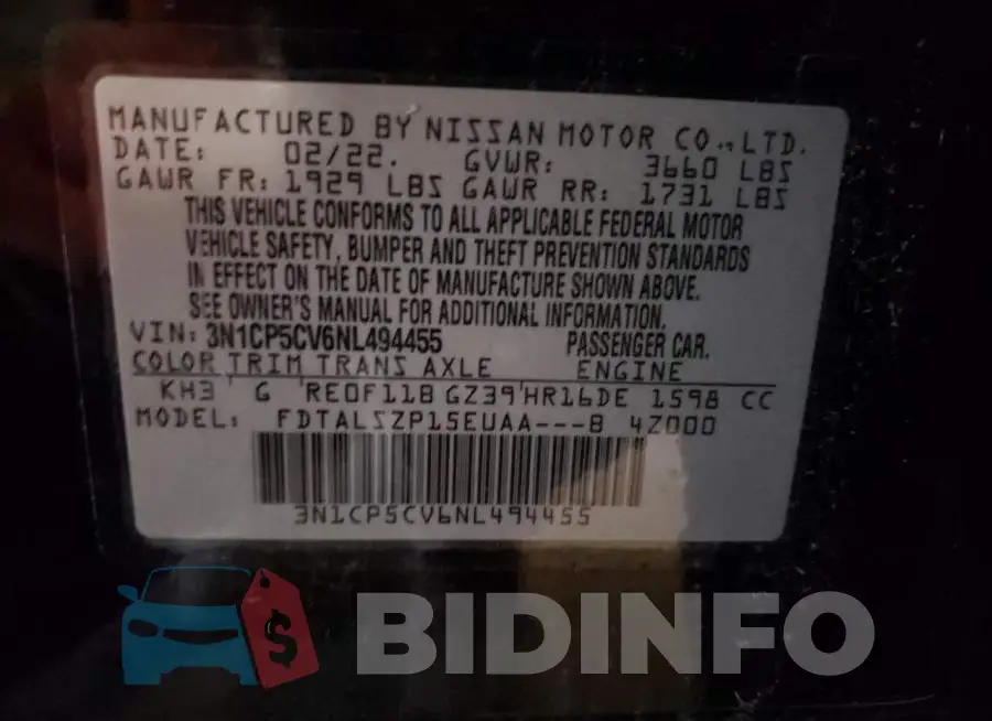 3N1CP5CV6NL494455 Photo# 13