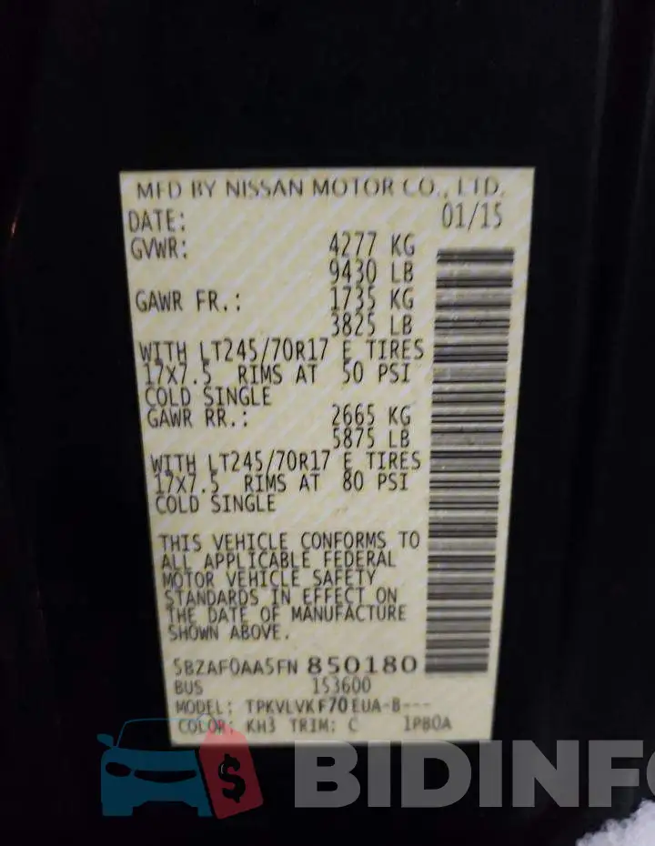 5BZAF0AA5FN850180 Photo# 14