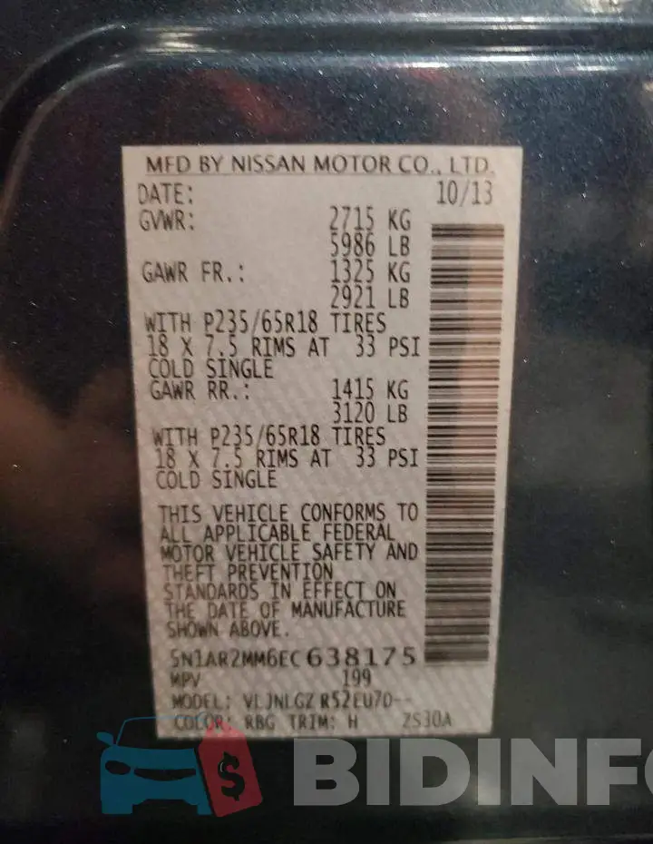 5N1AR2MM6EC638175 Photo# 14