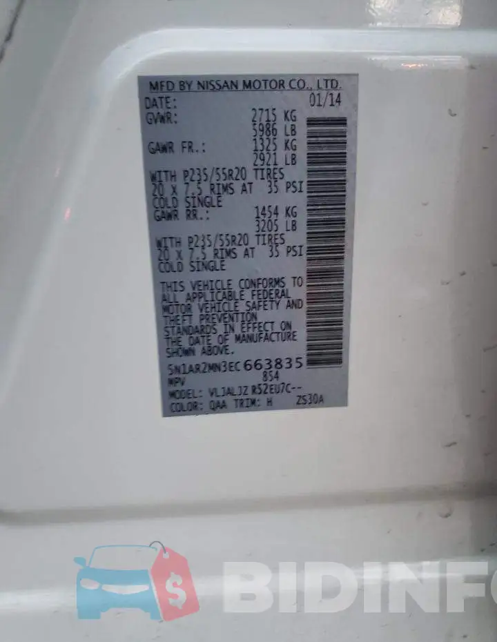 5N1AR2MN3EC663835 Photo# 13