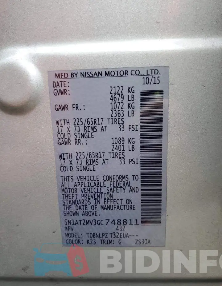 5N1AT2MV3GC748811 Photo# 13