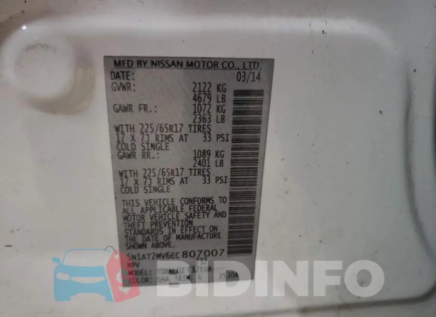 5N1AT2MV6EC807007 Photo# 13