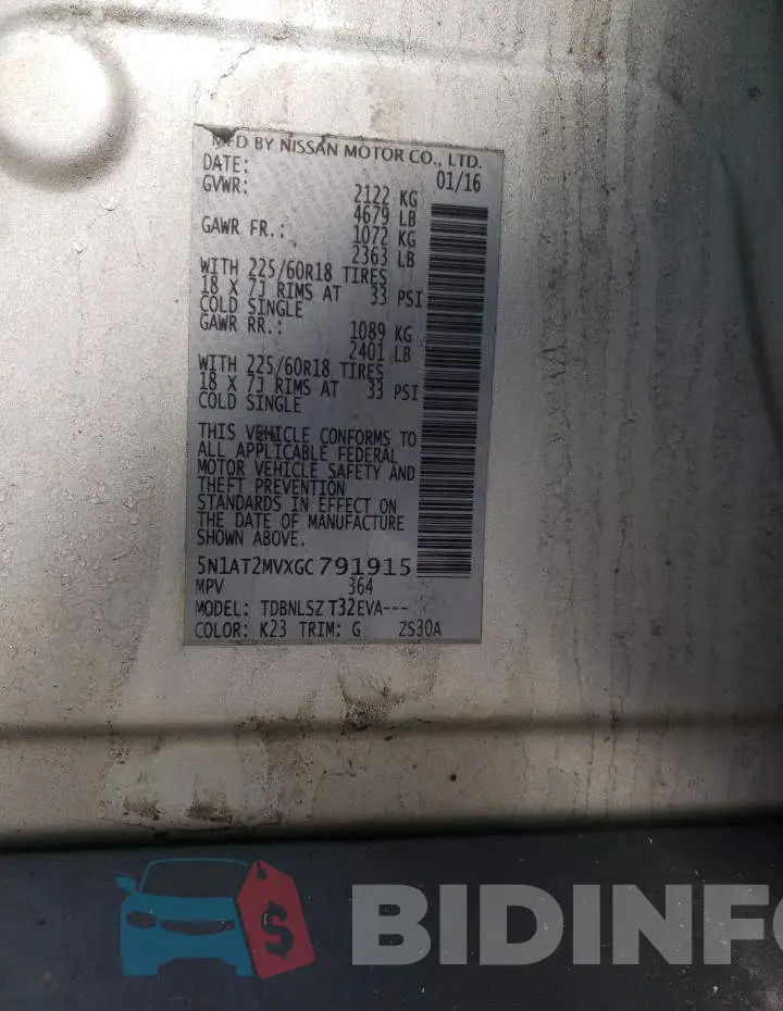 5N1AT2MVXGC791915 Photo# 14