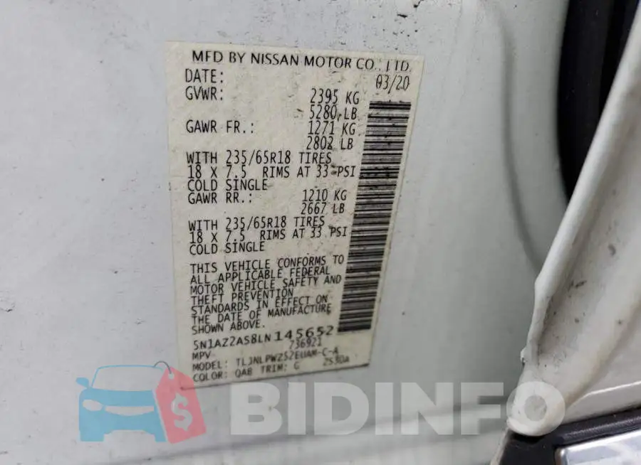 5N1AZ2AS8LN145652 Photo# 12