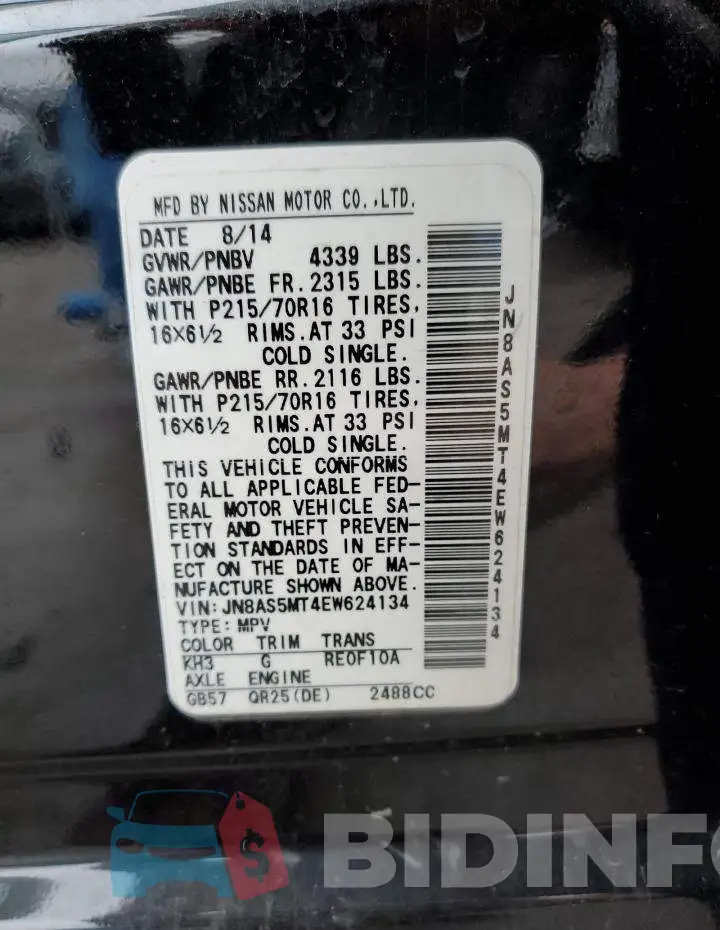 JN8AS5MT4EW624134 Photo# 14